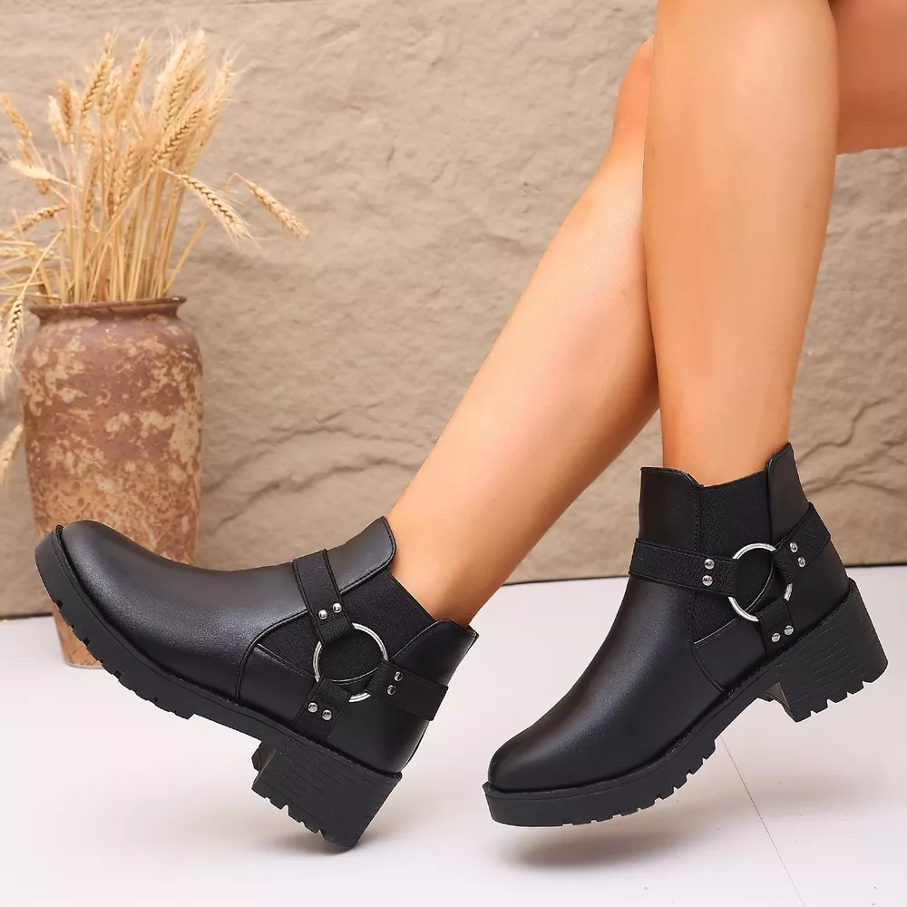 Round Toe Block Heels Boots