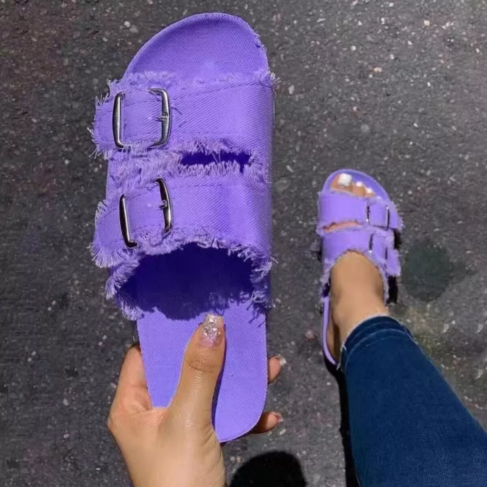 Frayed Edge Buckle Sandals, image 7