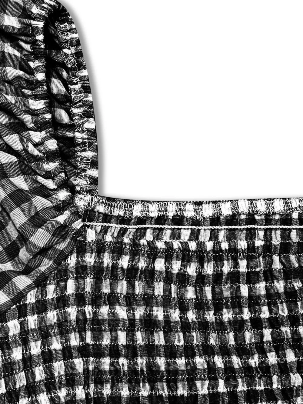 Gingham Smocked Puff Sleeve Midi Dress, image 7
