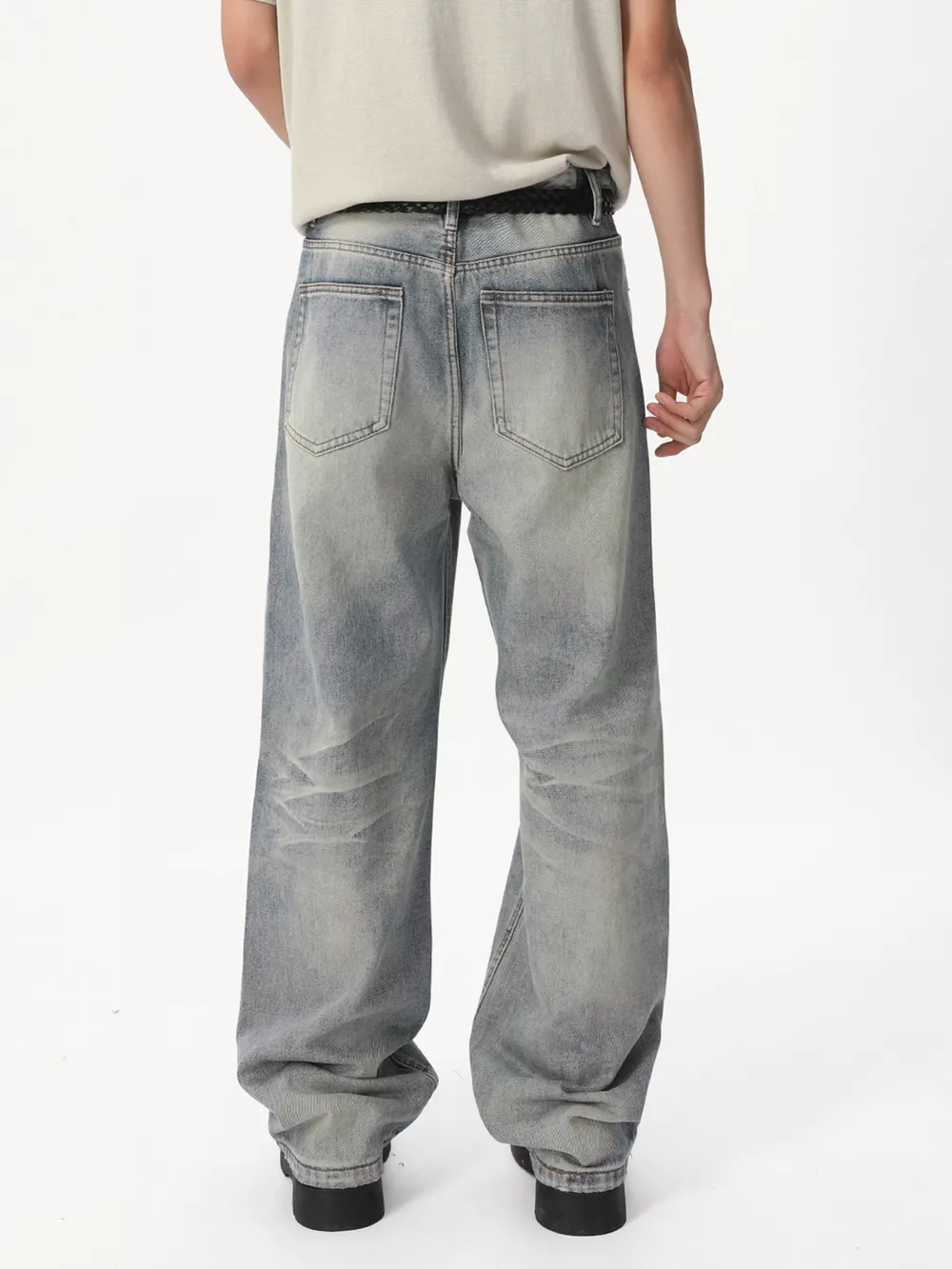 Men's Vintage Wash Wide Leg Jeans, image 6
