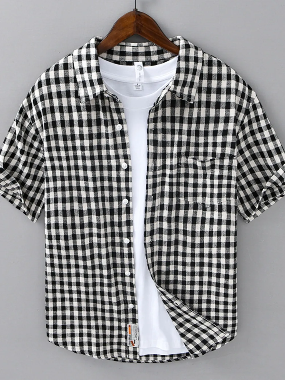 Men's Plus Size Plaid Button Up Short Sleeve Shirt, image 3