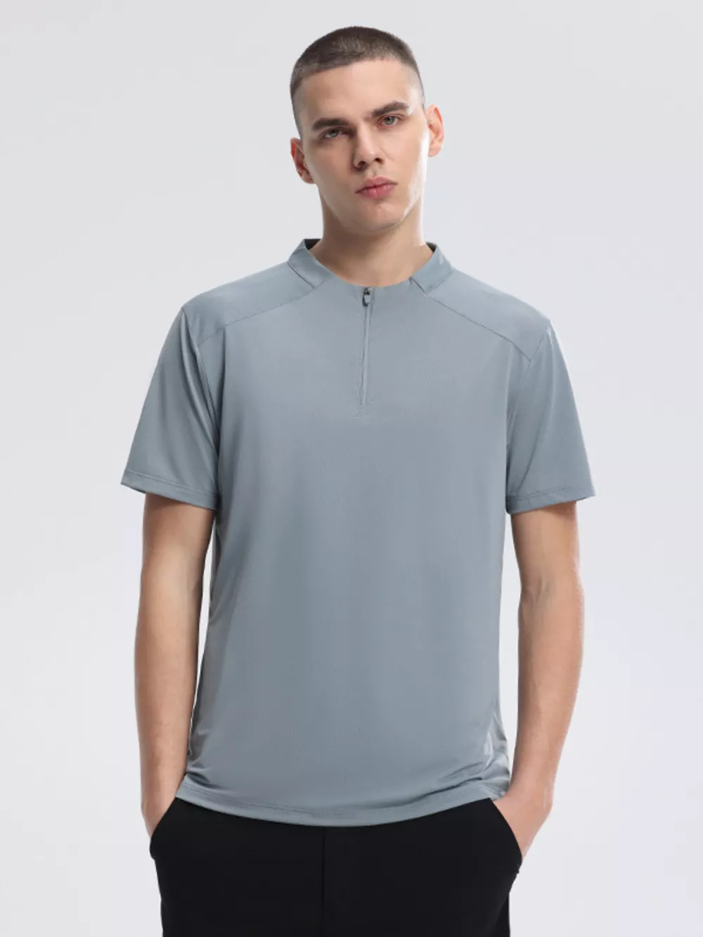 Men's Quarter Zip Short Sleeve Active T-Shirt, image 2