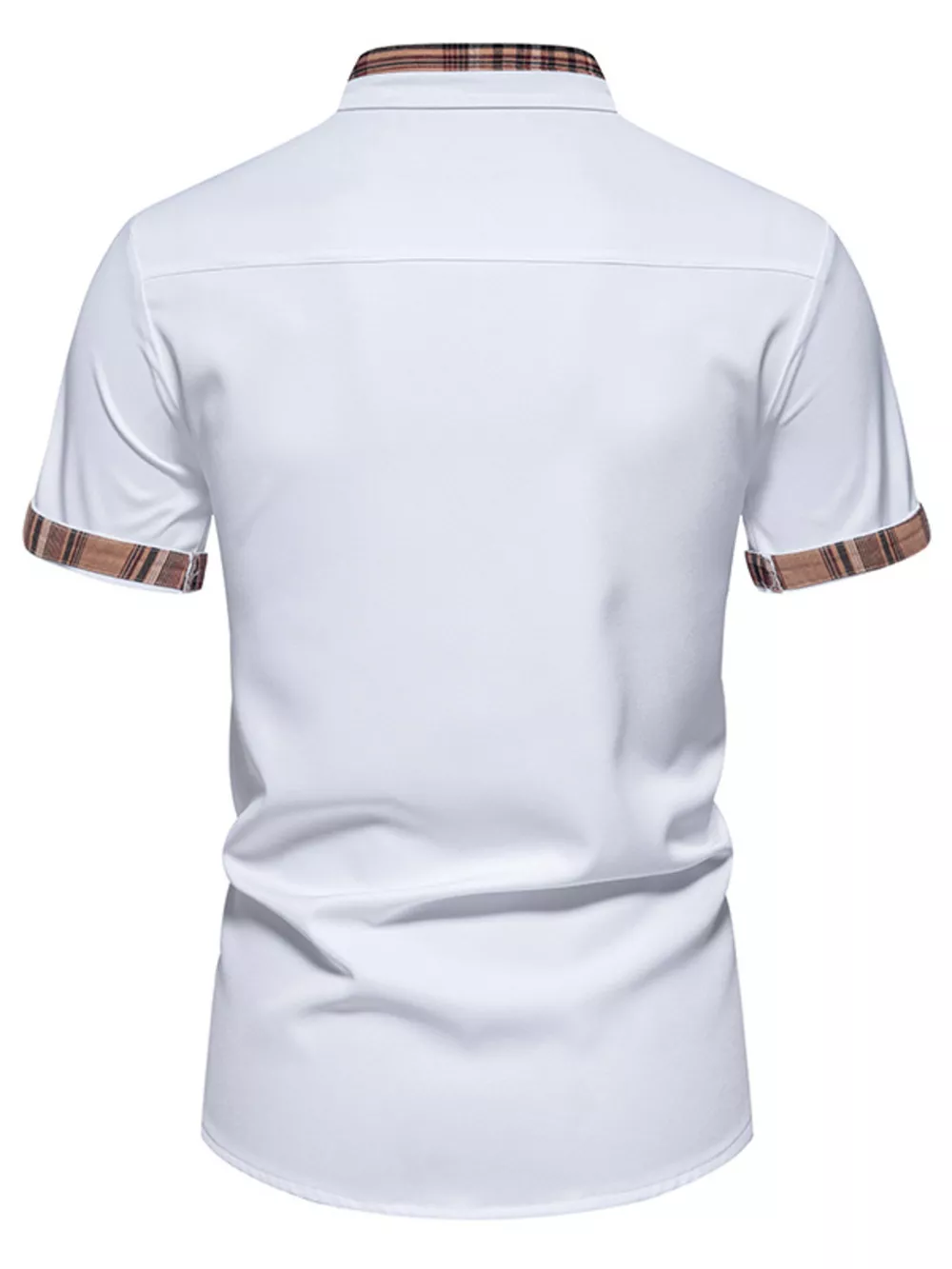 Men's Short Sleeve Plaid Trim Shirt, image 3