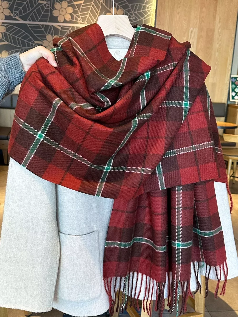 Classic Plaid Fringe Scarf, image 2