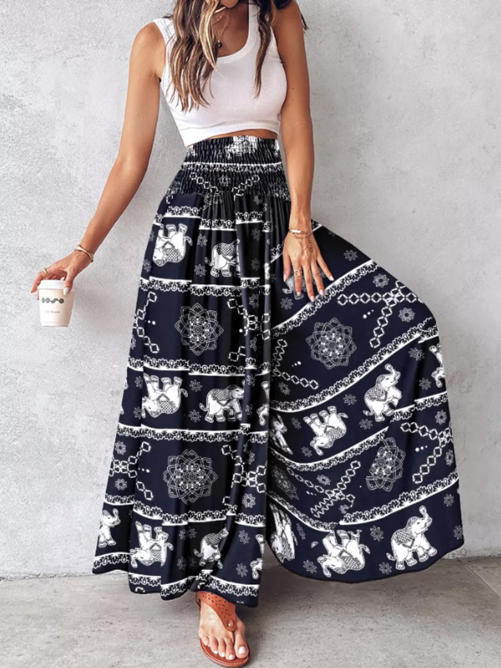 Printed Wide-Leg Pants, image 2