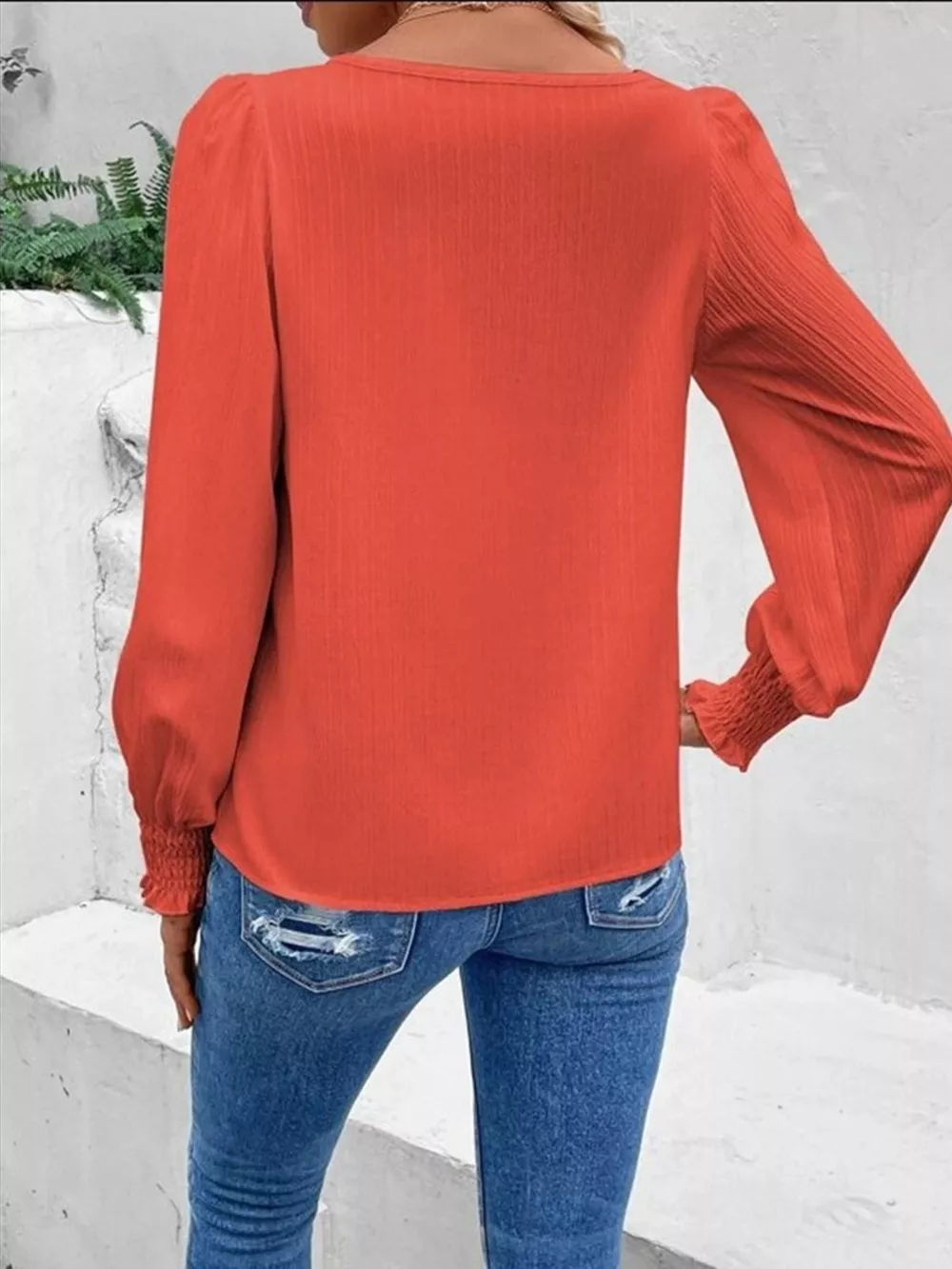 Lace Trim Long Sleeve Blouse, image 2
