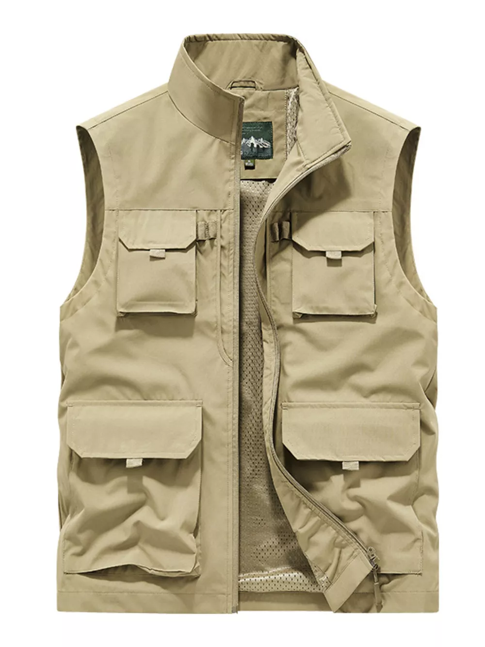 Men's Plus Size Multi-Pocket Zip Up Vest Coat, image 2
