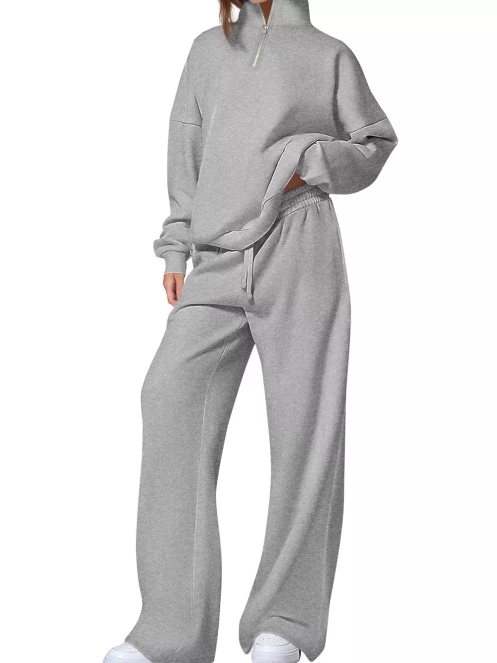 Half-Zip Sweatshirt and Wide-Leg Sweatpants Set, image 24