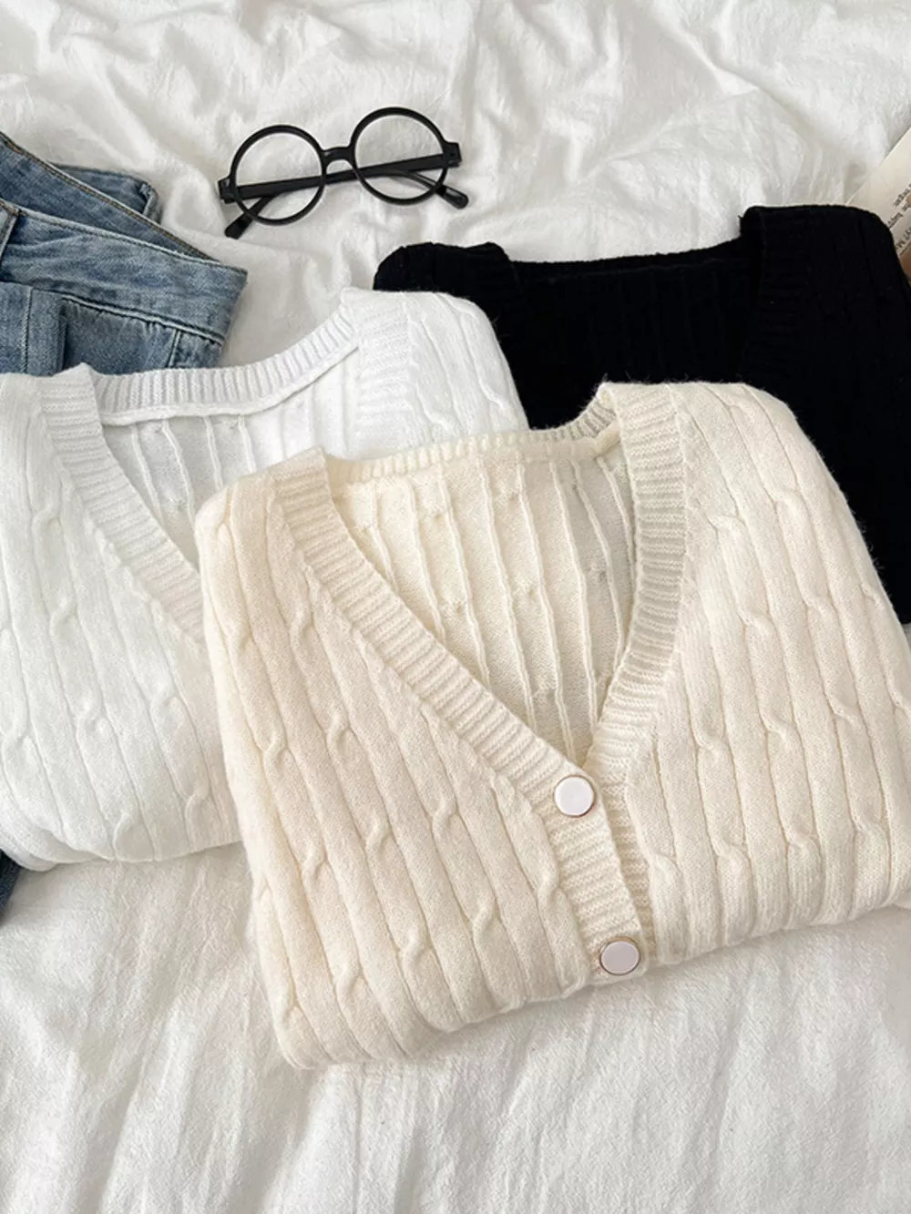 Texture Knit Button Down Cardigan, image 9