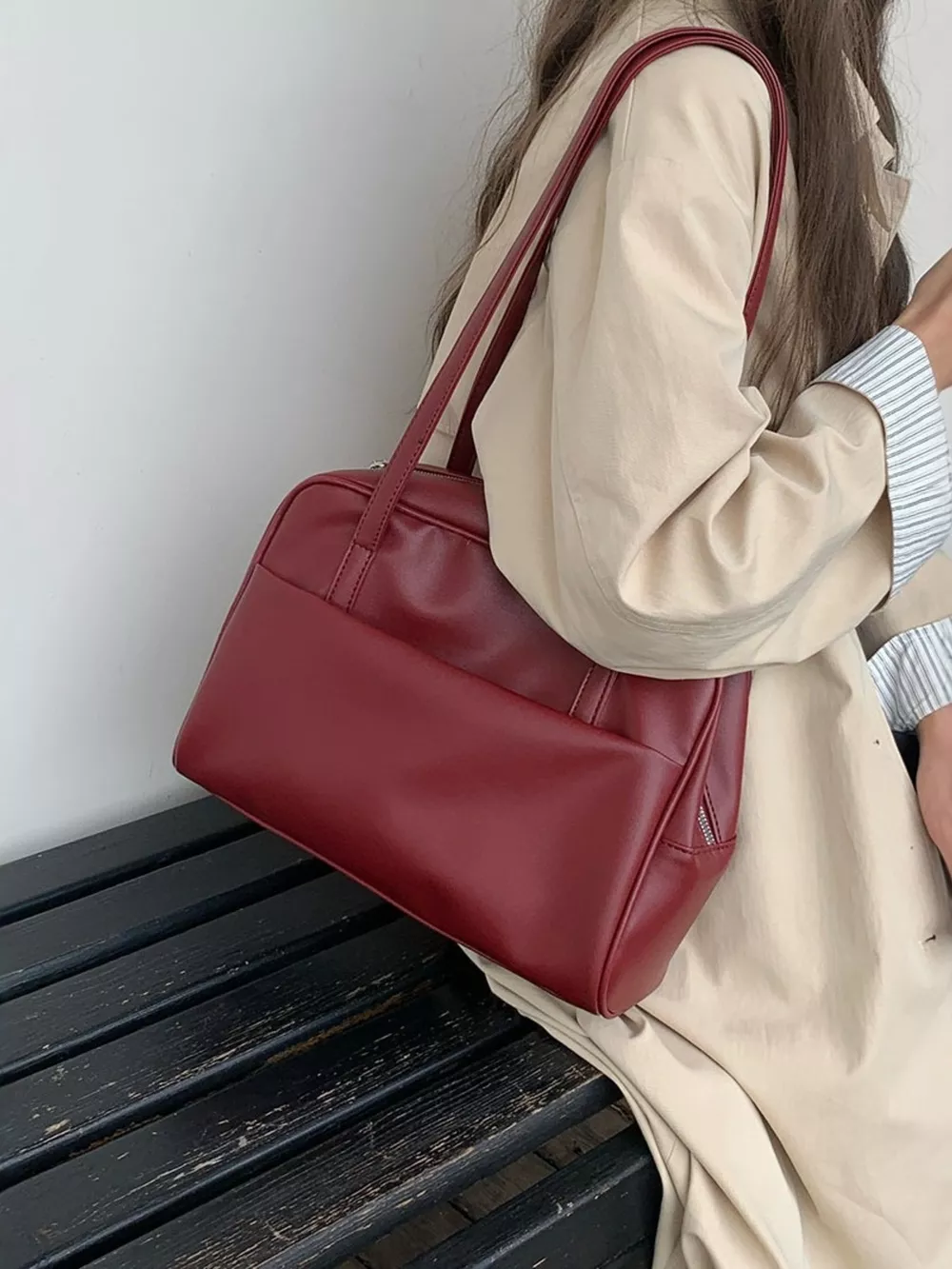 Classic Style Faux Leather Tote Bag, image 8