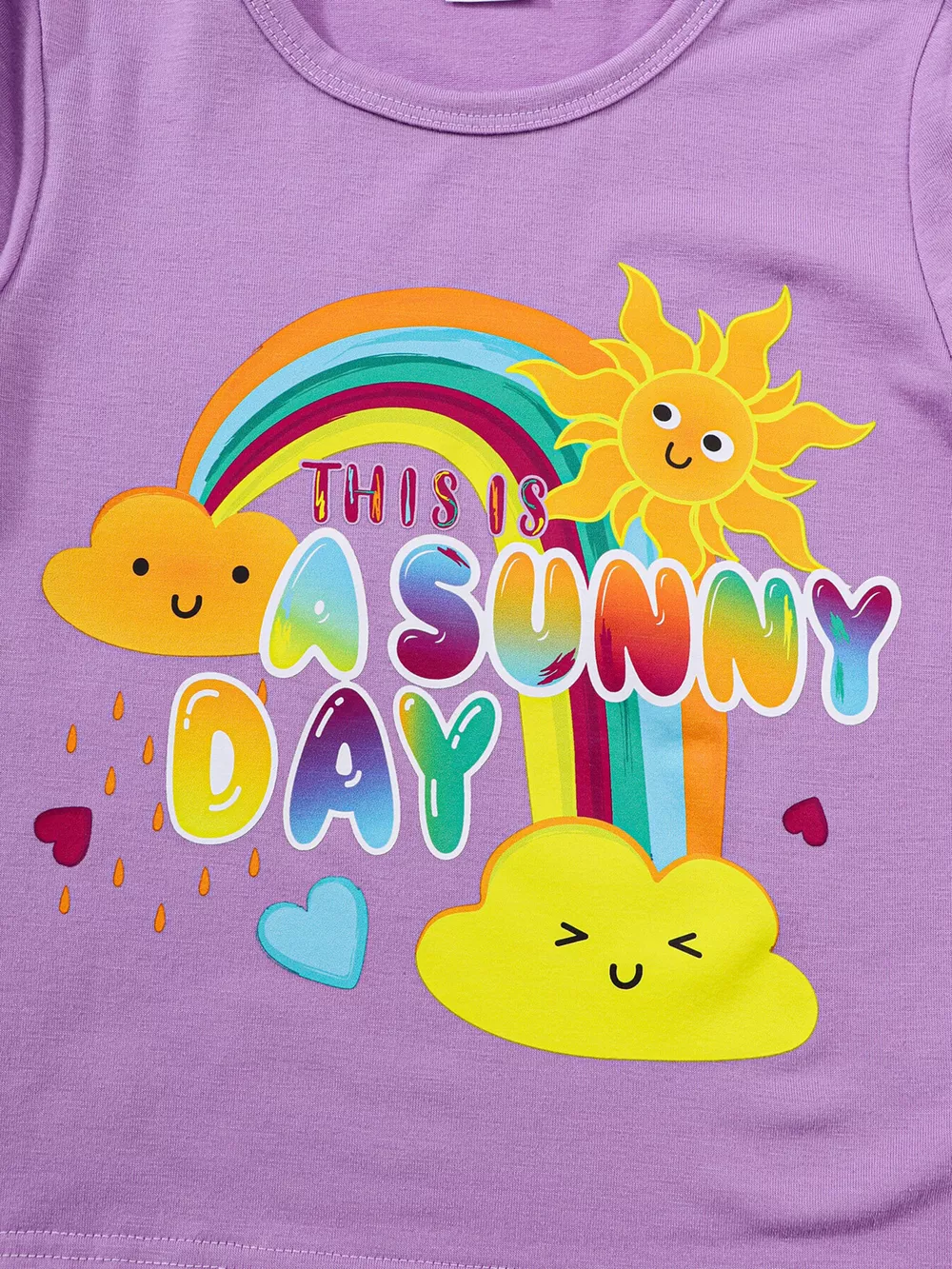 Children's Sunny Day Print Short Sleeve Tee and Shorts Set, image 2