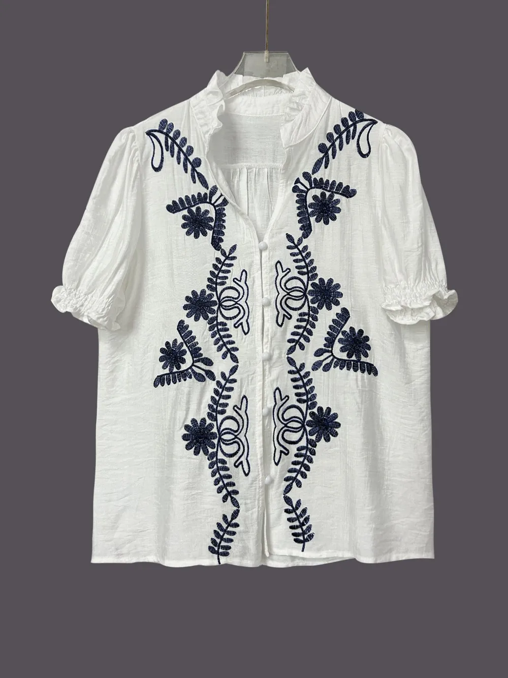 Embroidered Puff Sleeve Blouse, image 2