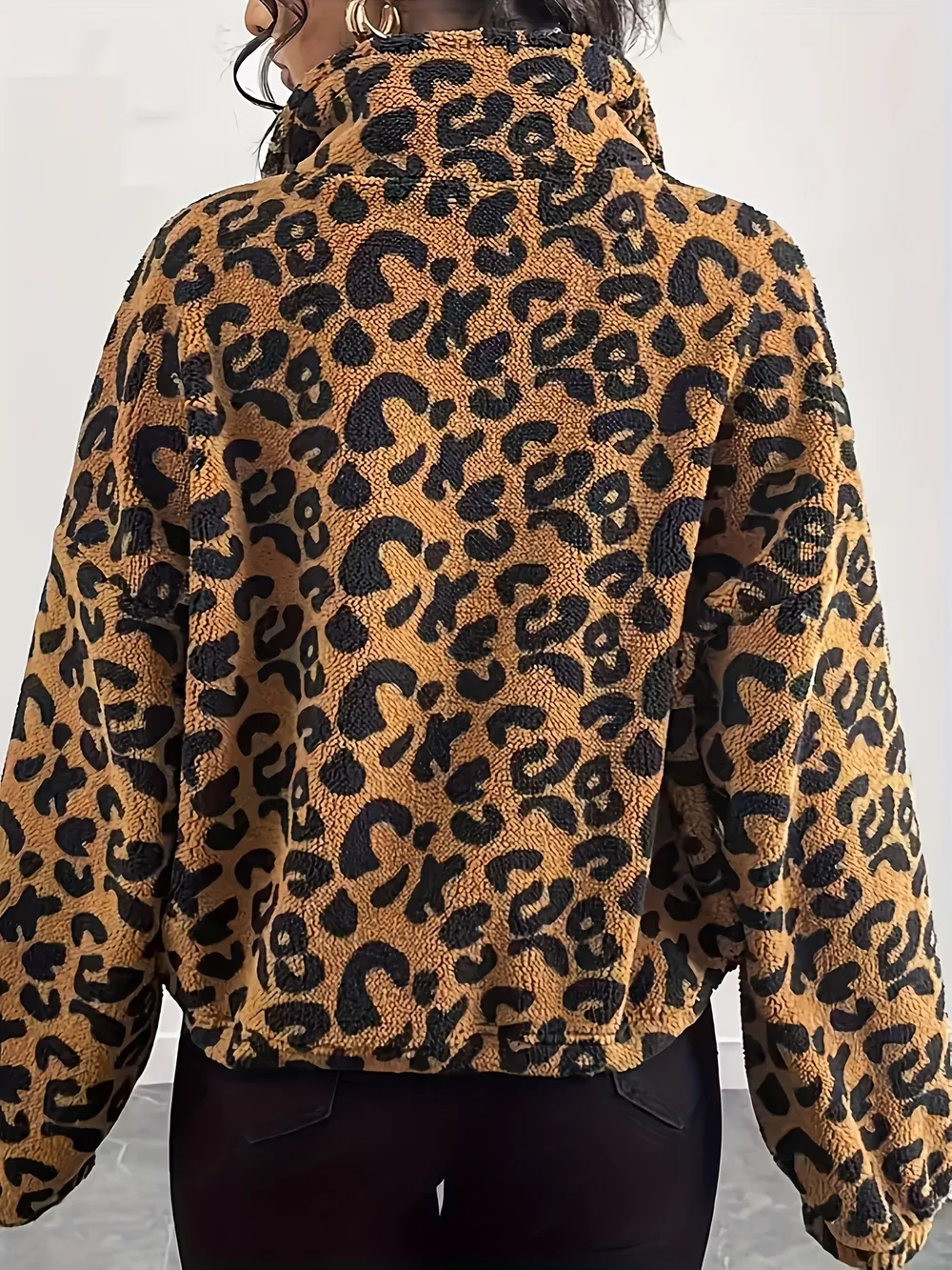 Leopard Fleece Zip-Up Jacket, image 2