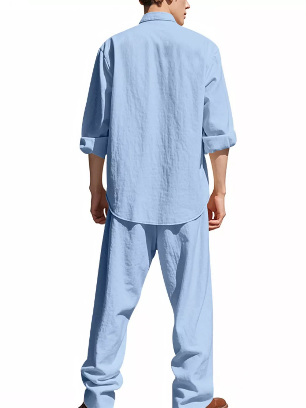 Men's Full Size Button Up Long Sleeve Shirt and Pants Plus Size, image 3