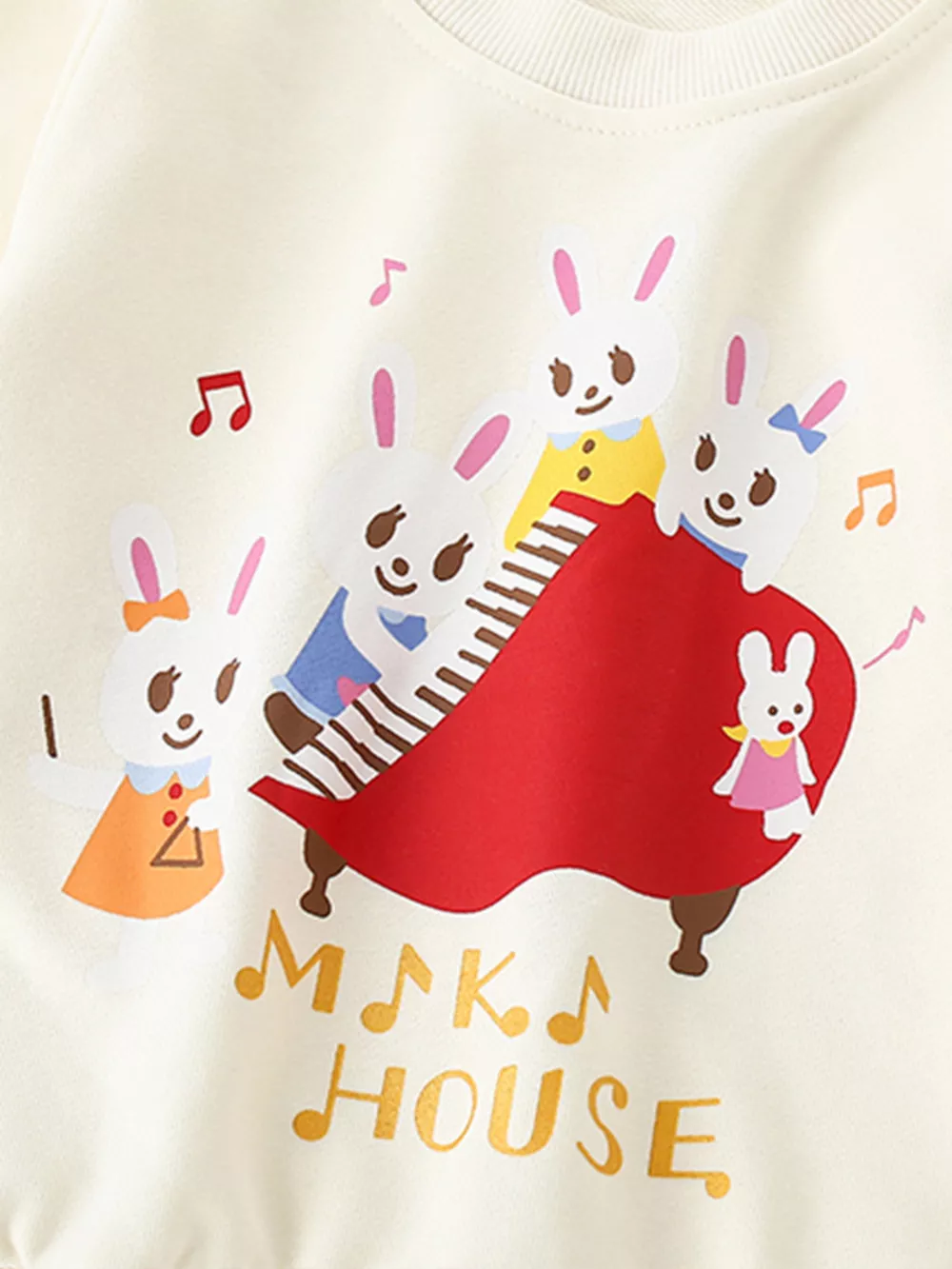 Children's Cute Rabbit Piano Crew Neck Sweatshirt, image 4