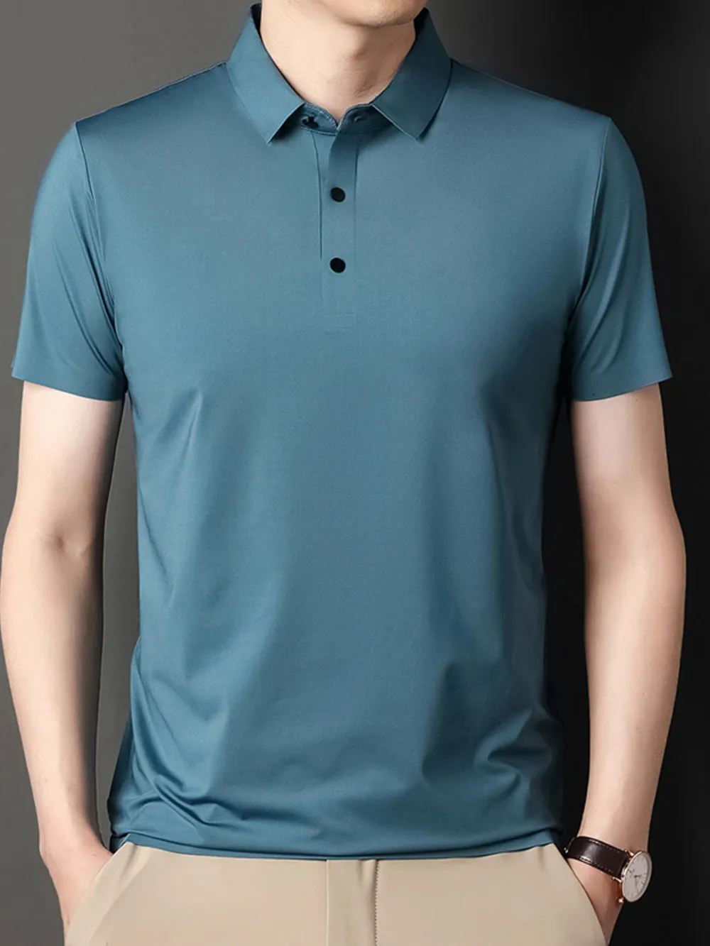 Men's Button Detail Short Sleeve Polo, image 6