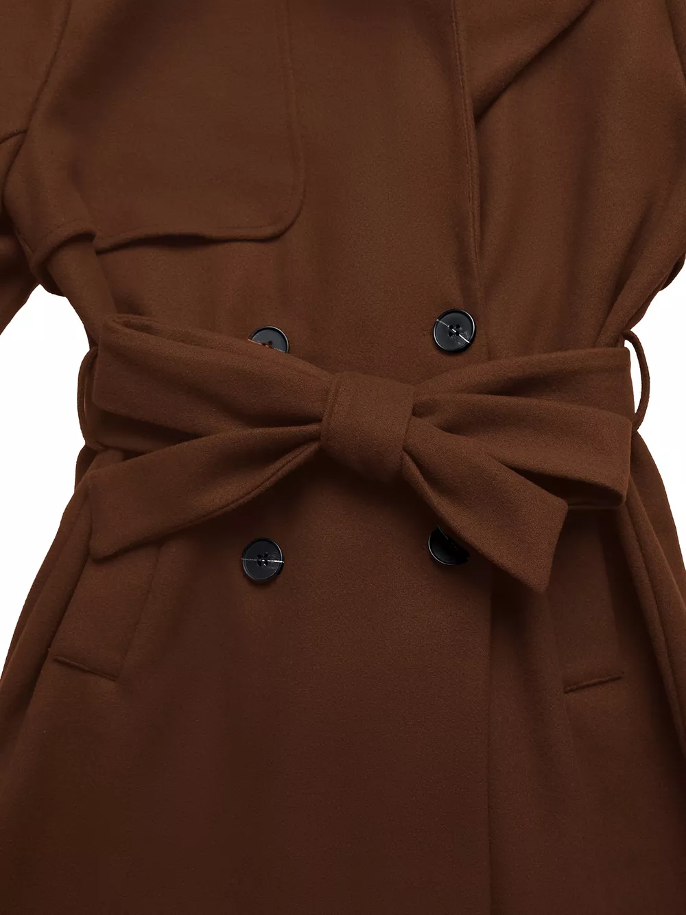 Lapel Collar Belted Wool Blend Coat, image 2