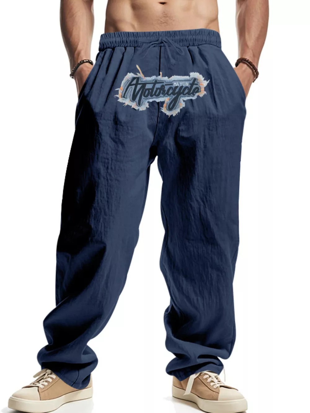 Men's Full Size Drawstring Letter Casual Pants Plus Size, image 16