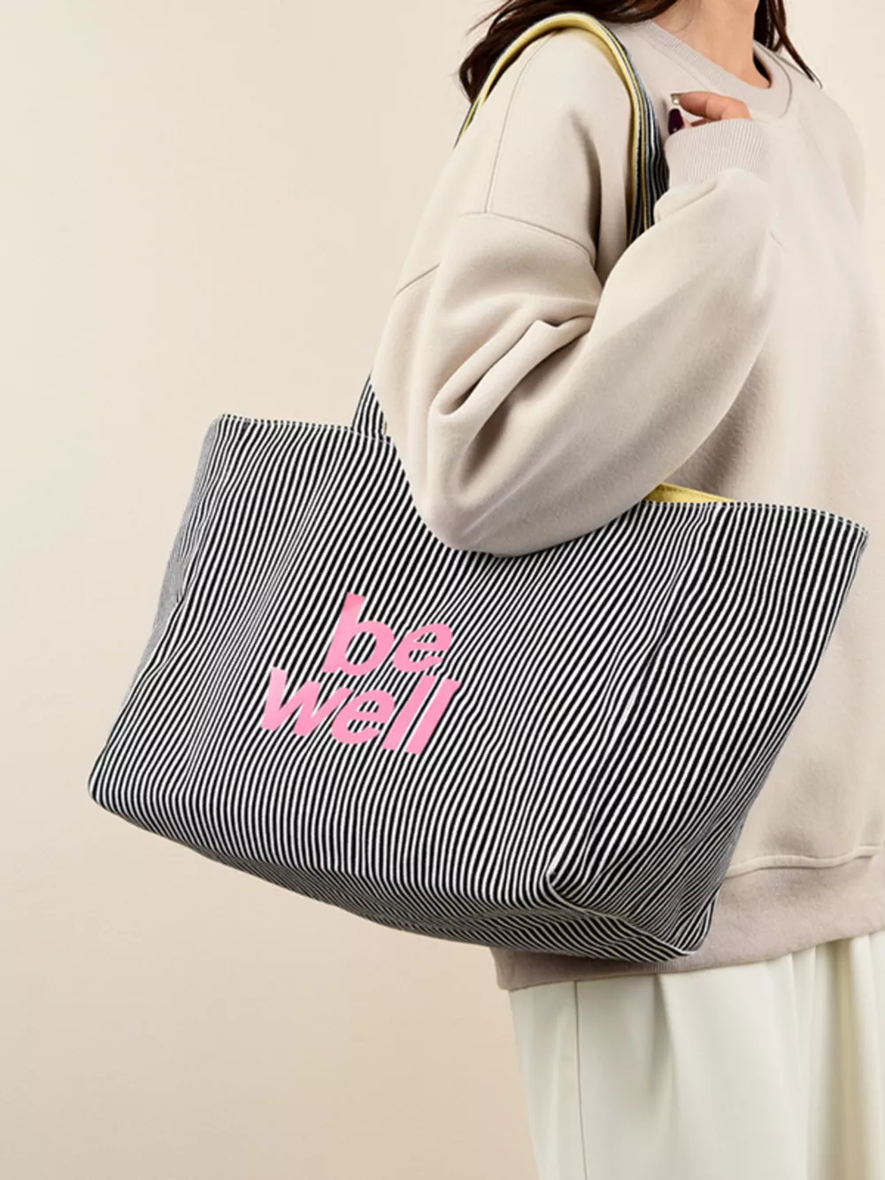 Striped Canvas Duffel Bag, image 4
