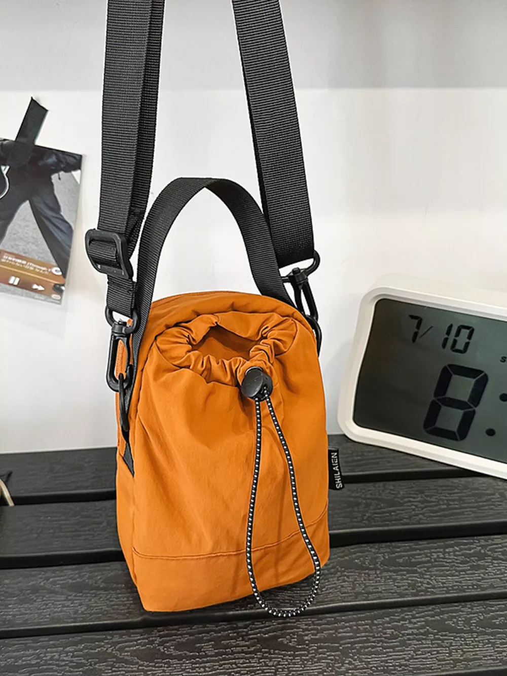 Drawstring Closure Lightweight Shoulder Bag, image 6