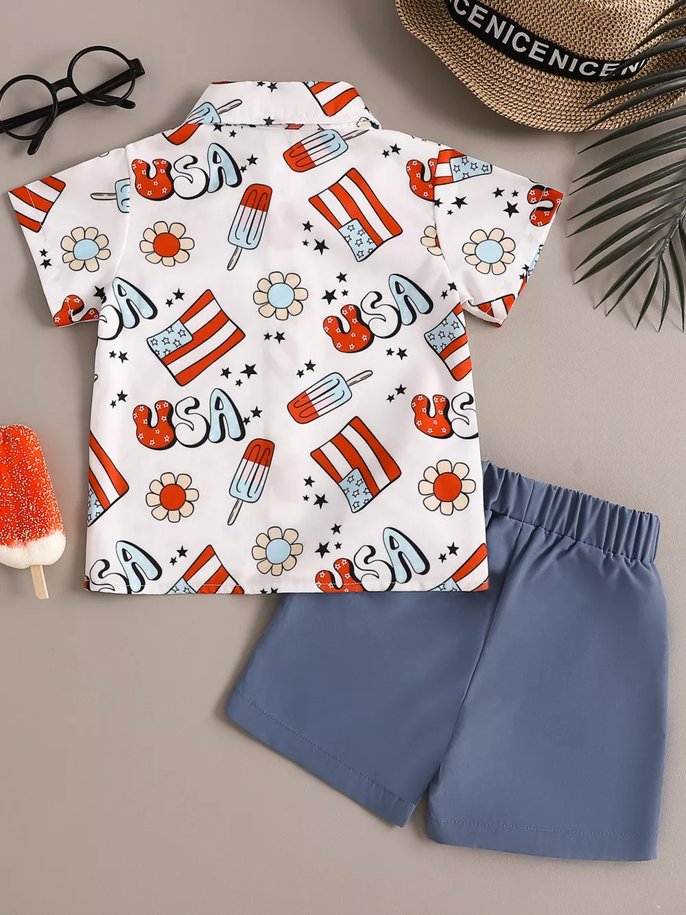 Children's Printed Short Sleeve Shirt and Shorts Set, image 14