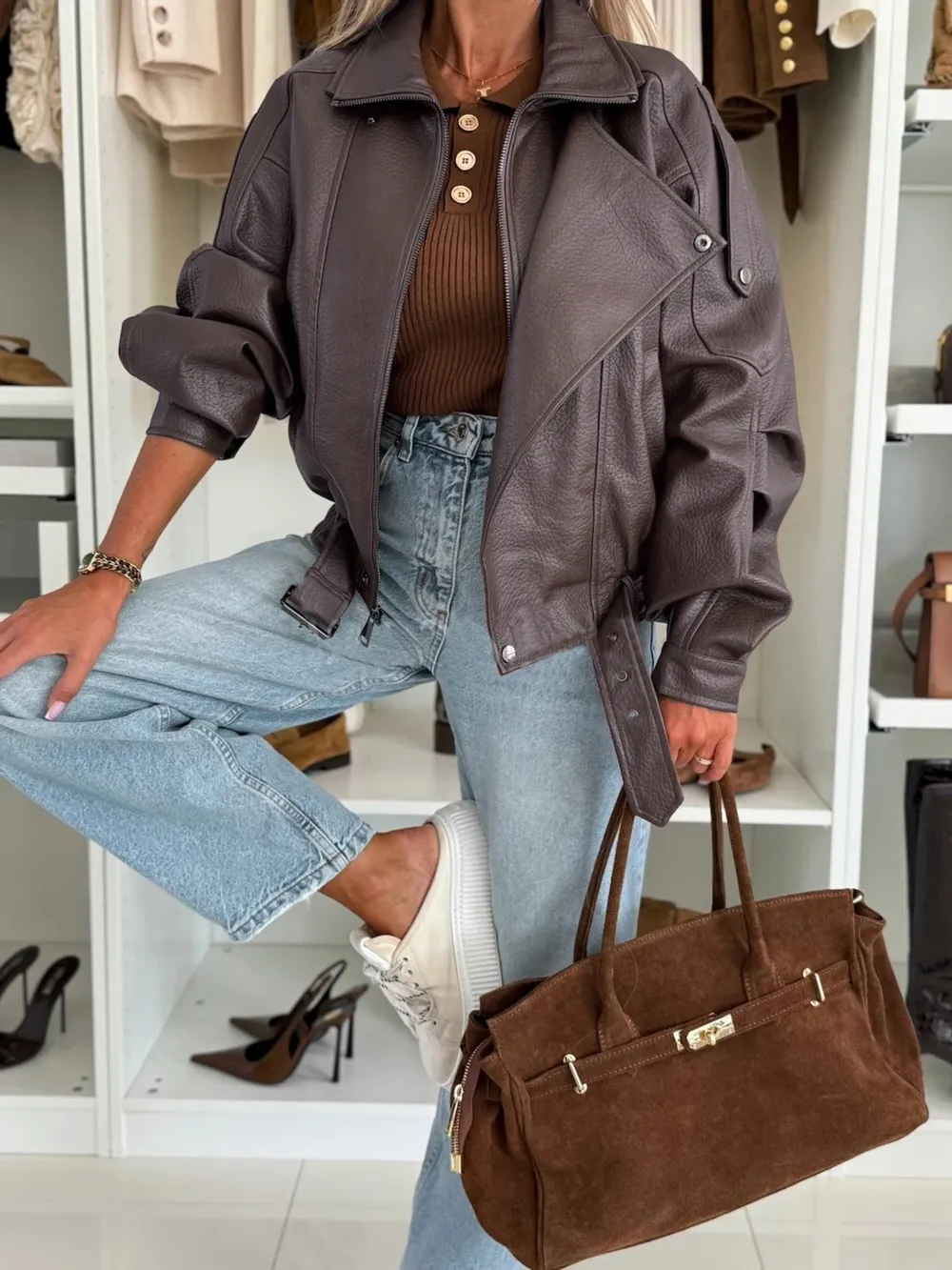 Leather Zip Up Jacket, image 4