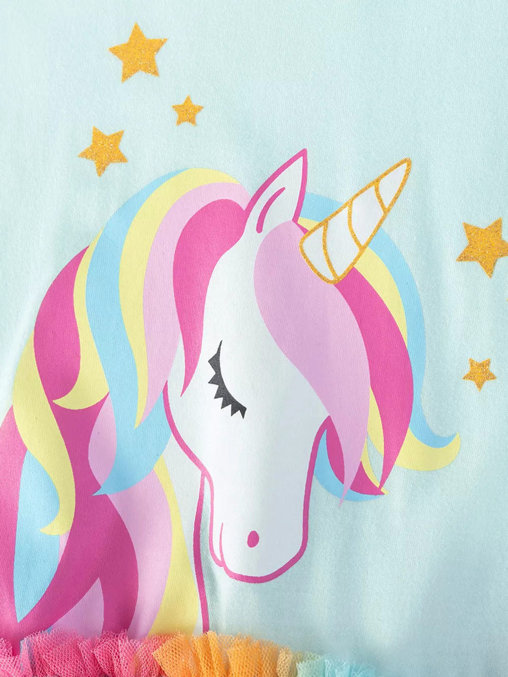Children's Unicorn Graphic Rainbow Tulle Dress, image 4