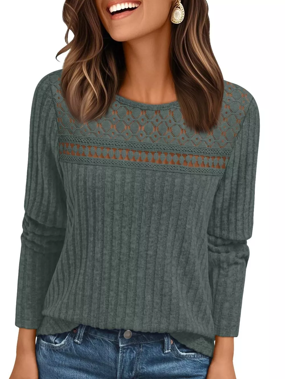 Ribbed Long Sleeve T-Shirt, image 3