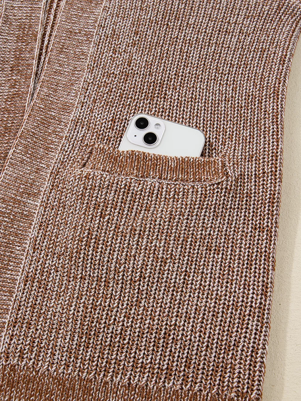 Open Front Dropped Shoulder Cardigan with Pockets, image 2