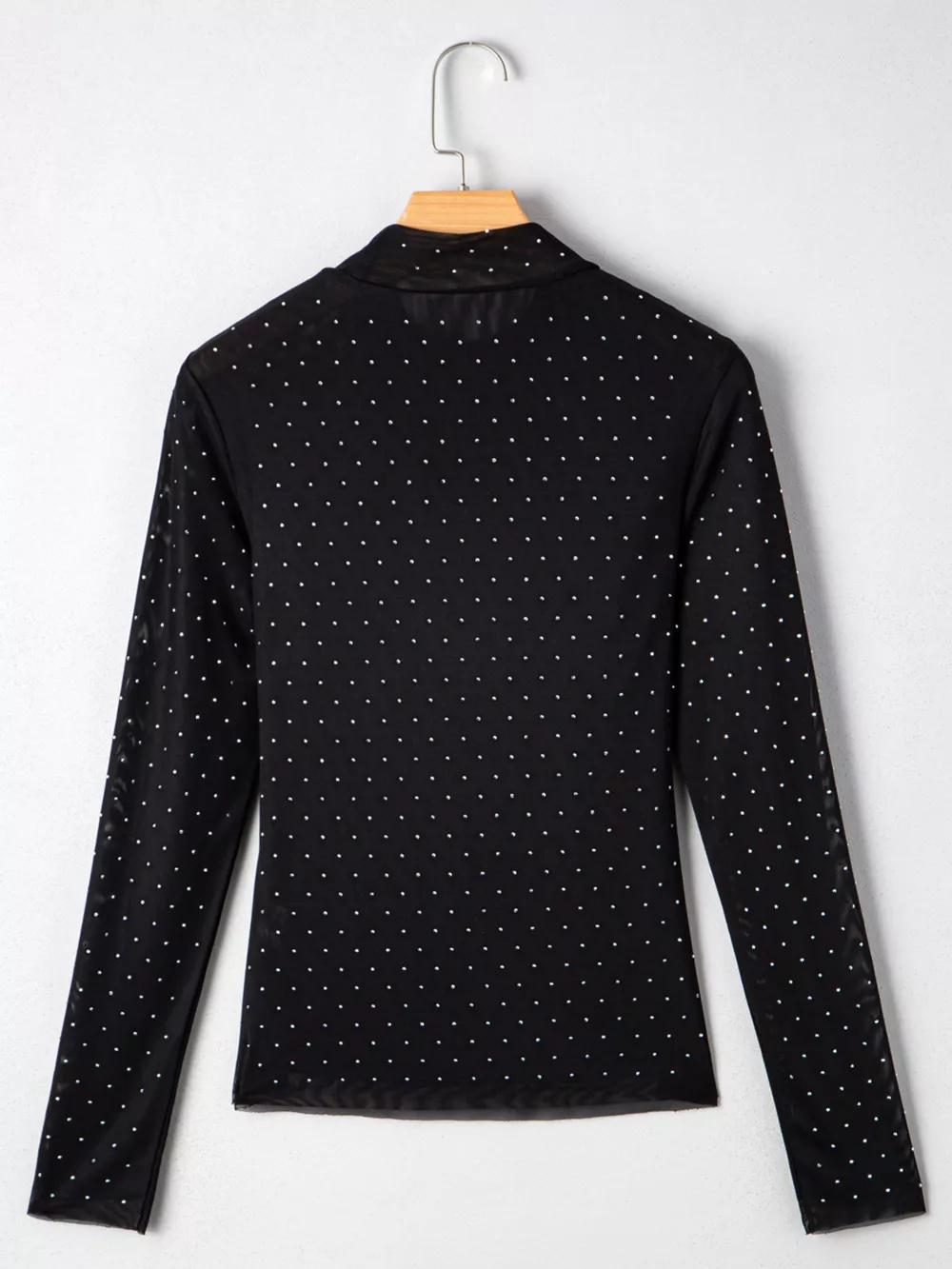 Rhinestone Embellished Mesh Long Sleeve Top, image 5