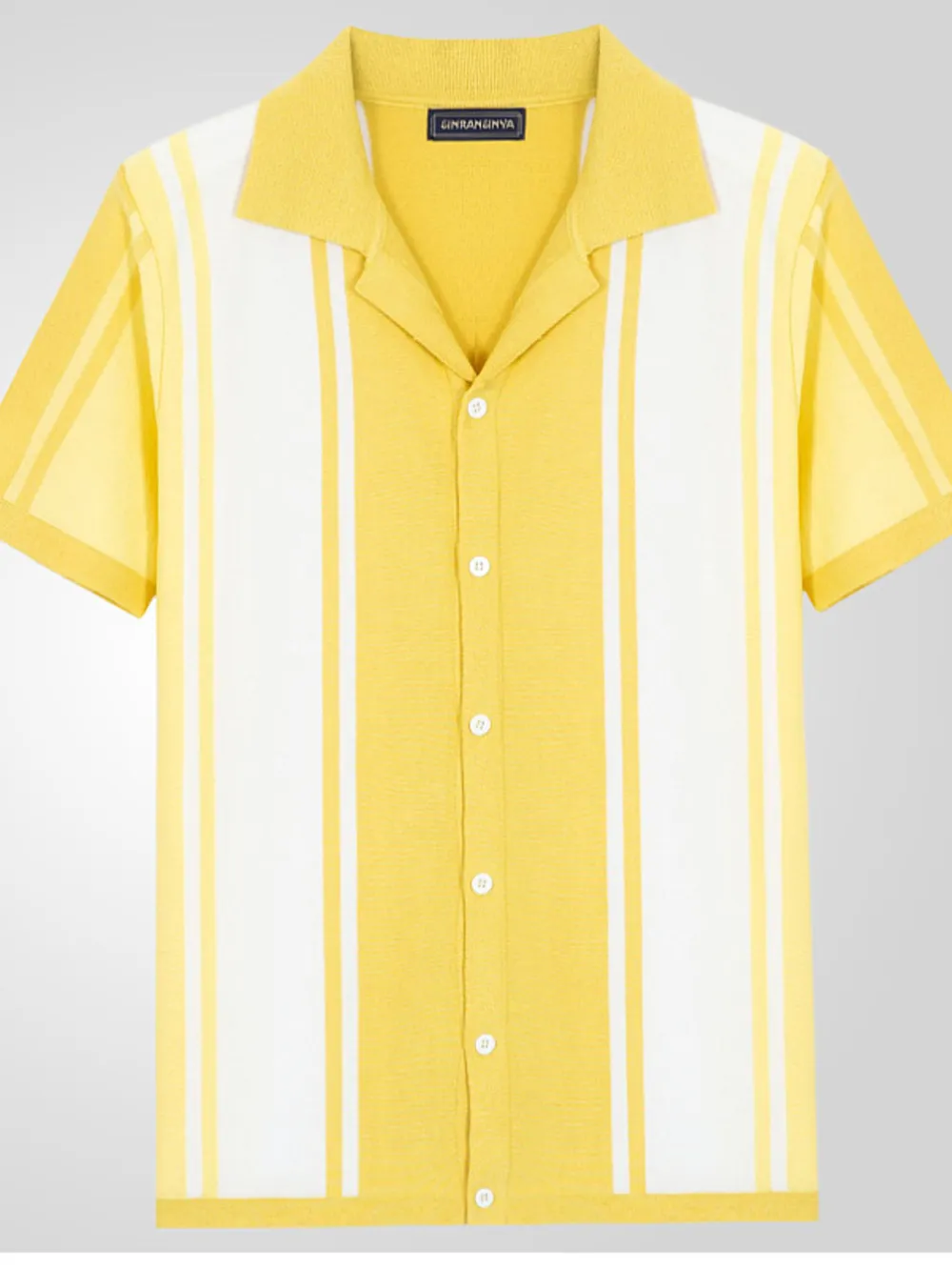 Men's Plus Size Striped Button Up Polo Shirt, image 7