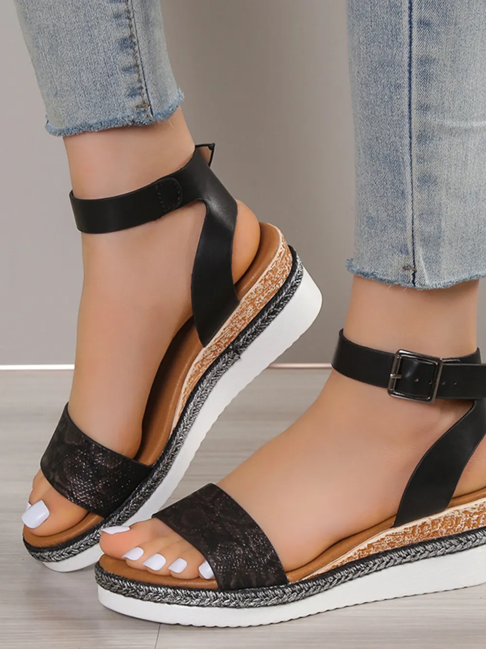 Platform Wedge Ankle Strap Sandals, image 3