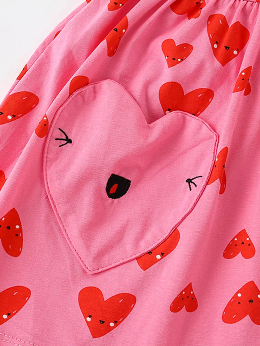 Children's Heart Print Pocket Detail Casual Dress, image 2