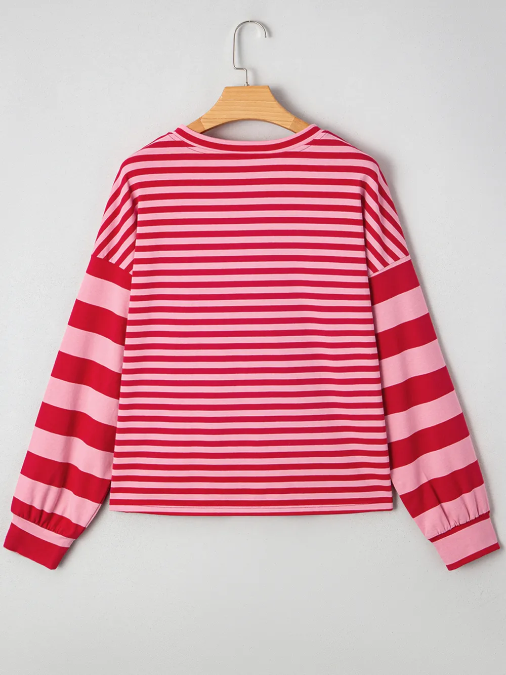 Contrast Striped Drop Shoulder V Neck Top, image 3