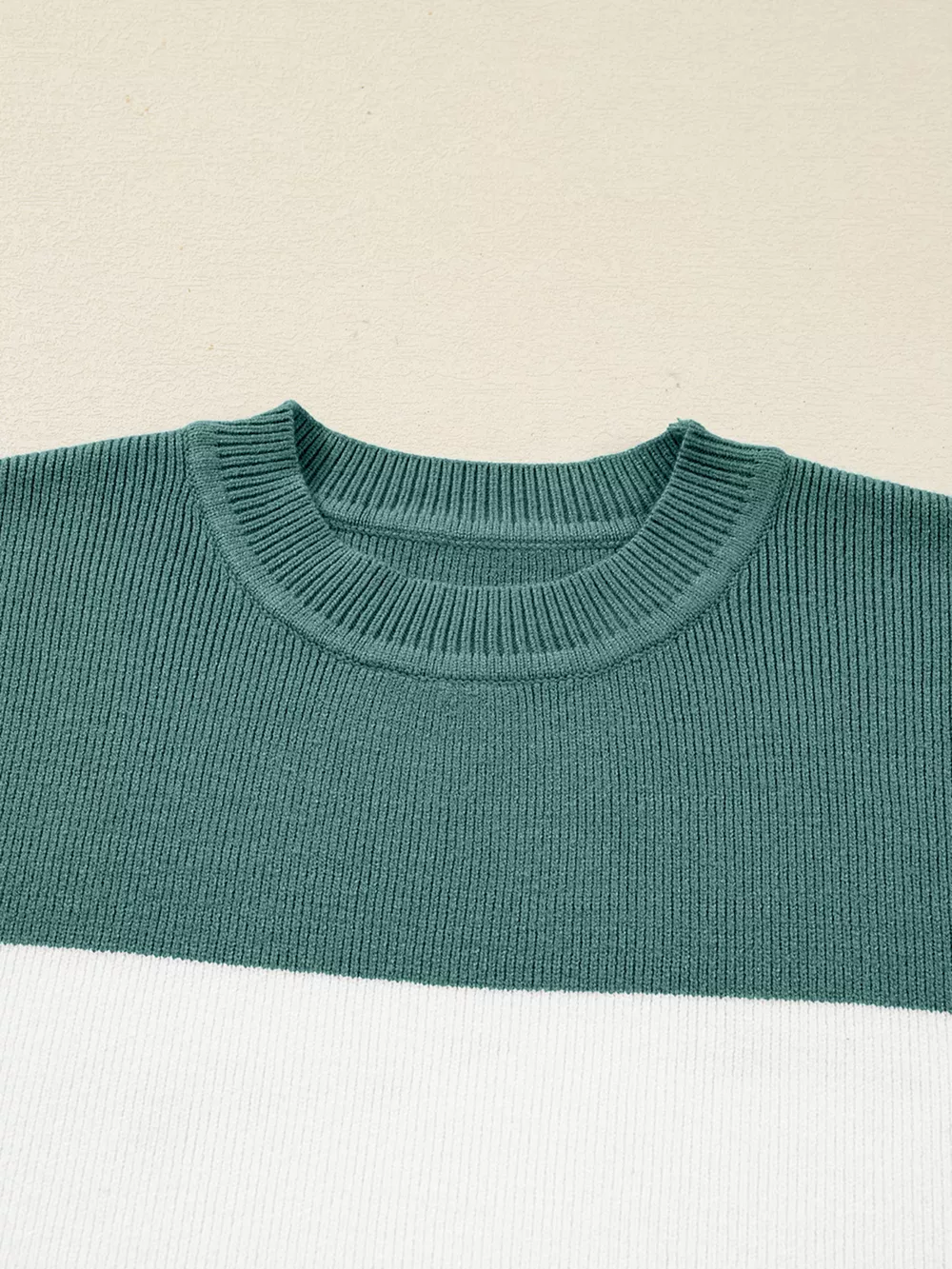 Color Block Plain Ribbed Knit Sweatshirt, image 5