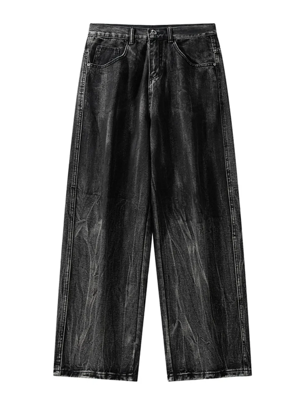 Men's Full Size Wash Wide Leg Relaxed Fit Jeans Plus Size, image 3