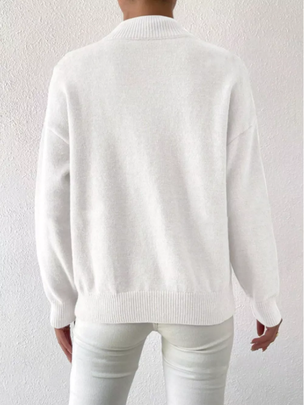 Mock Neck Dropped Shoulder Sweater, image 19