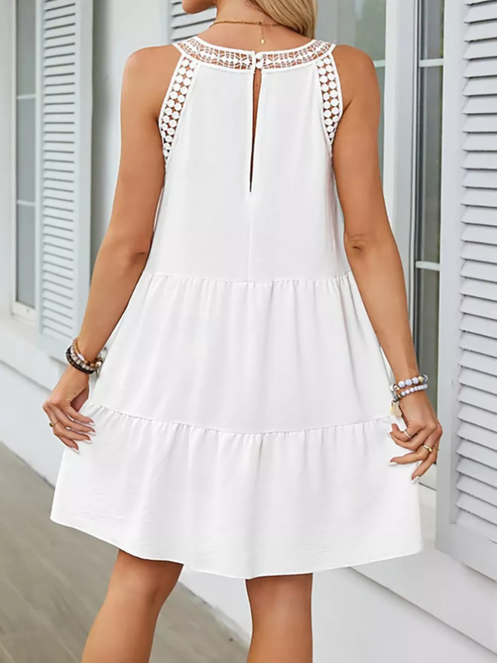 Lace Detail Sleeveless Dress, image 8