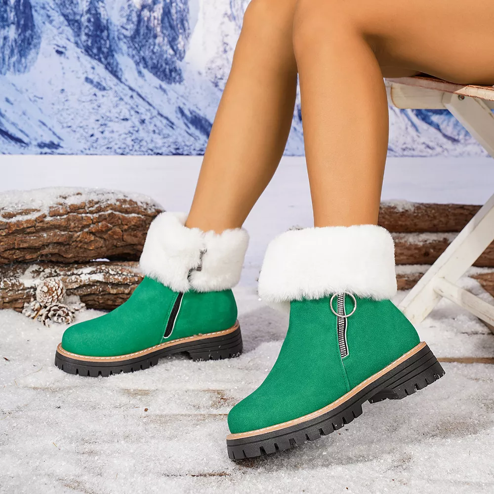 Fuzzy Ankle Boots with Zipper Detail, image 12