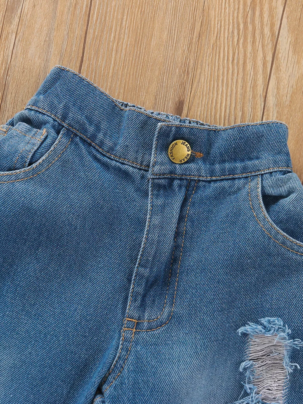 Children's Tie Shoulder Tank and Distressed Jeans Set, image 5