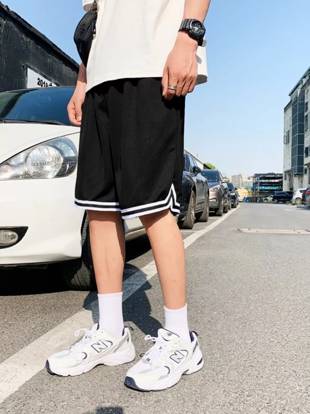 Men's Plus Size Drawstring Striped Shorts, image 2