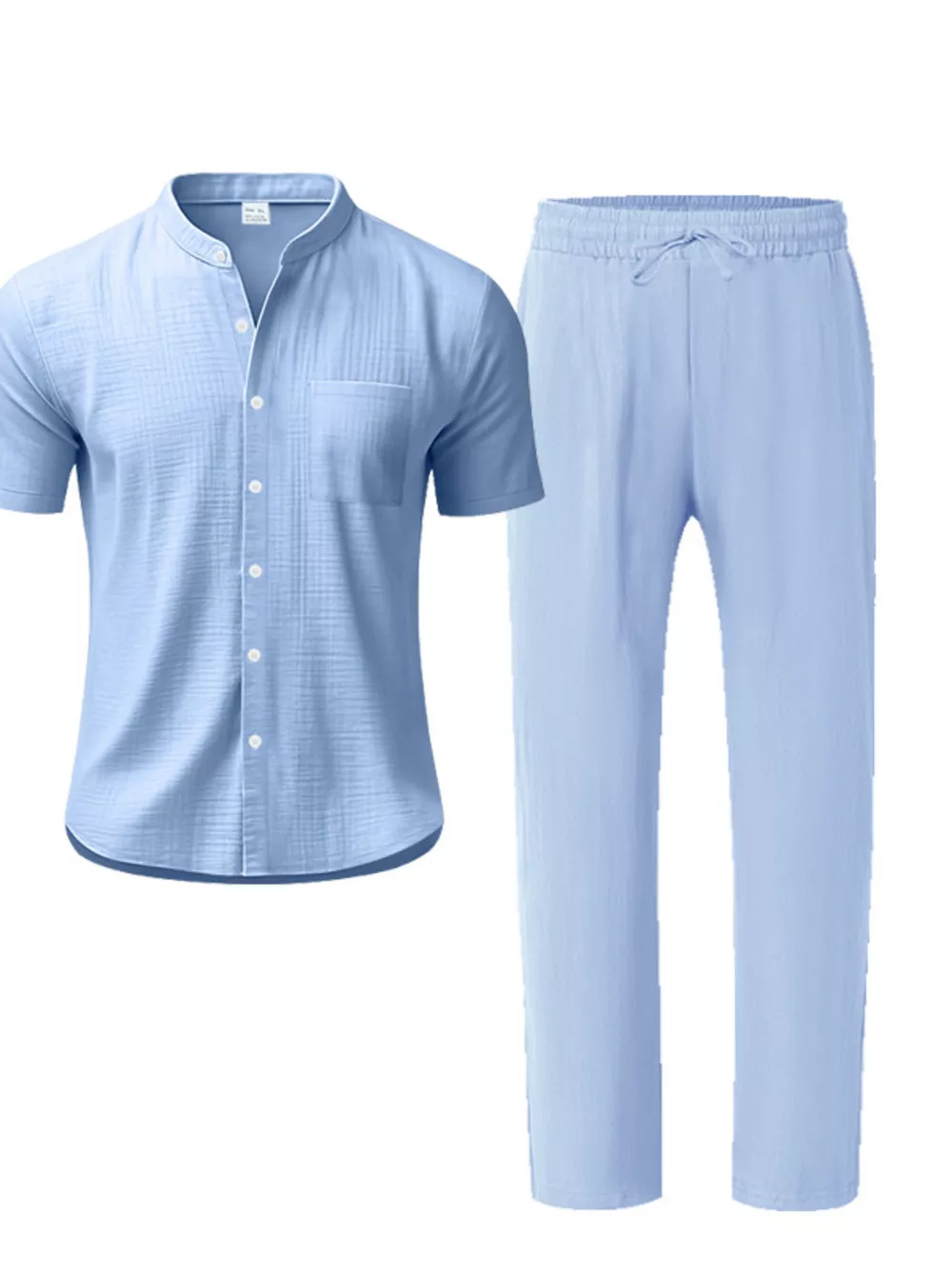 Men's Full Size Casual Button Up Short Sleeve Shirt and Pants Set Plus Size, image 9