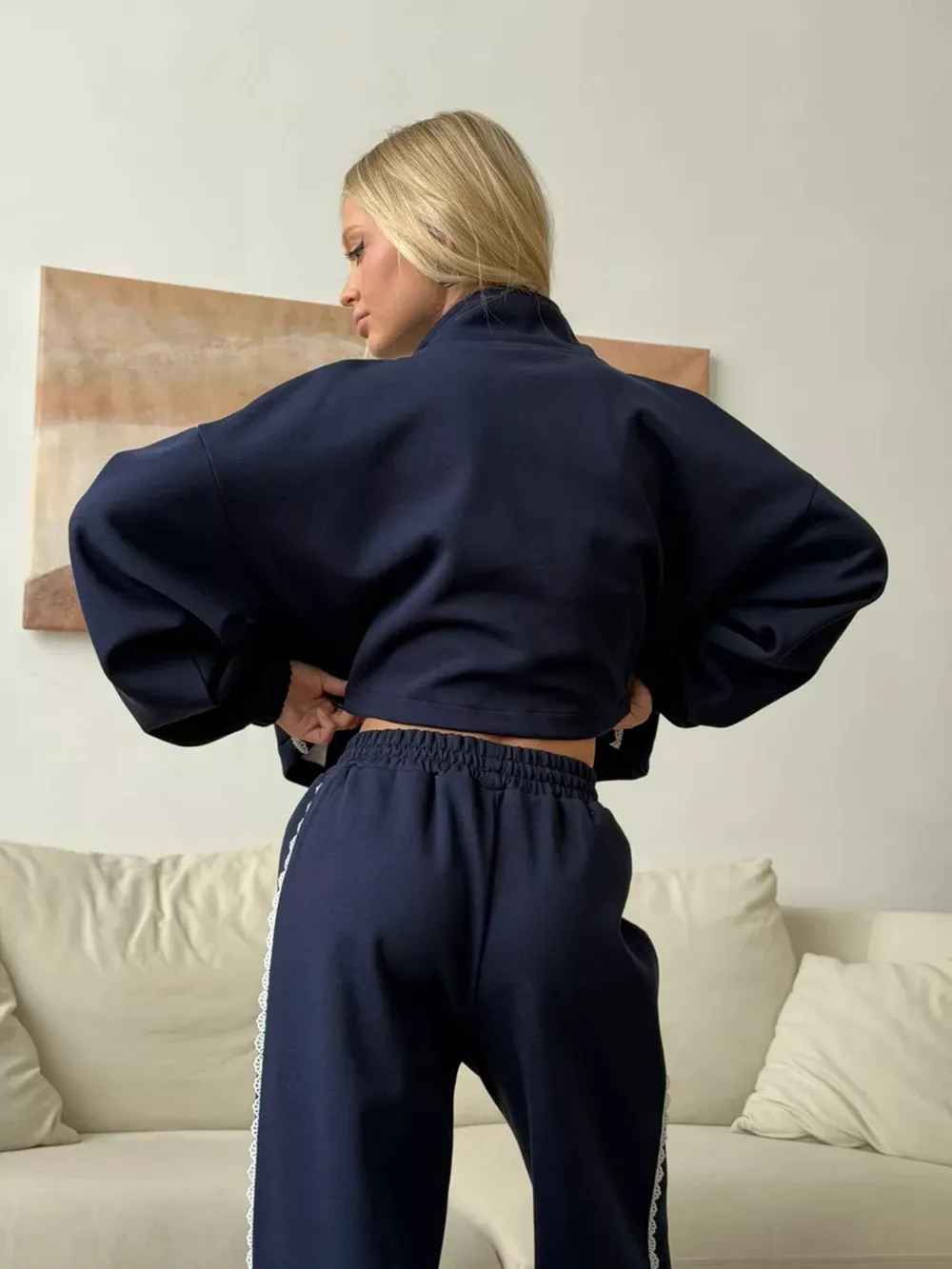 Zip-Up Jacket and Wide-Leg Pants Set, image 13