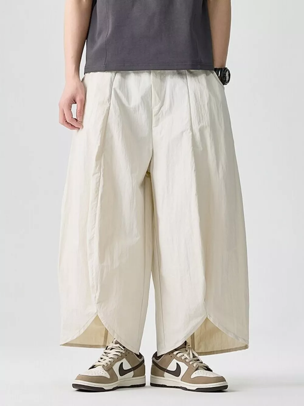 Men's Plus Size Loose-Fit Wide-Leg Cropped Harem Pants, image 5