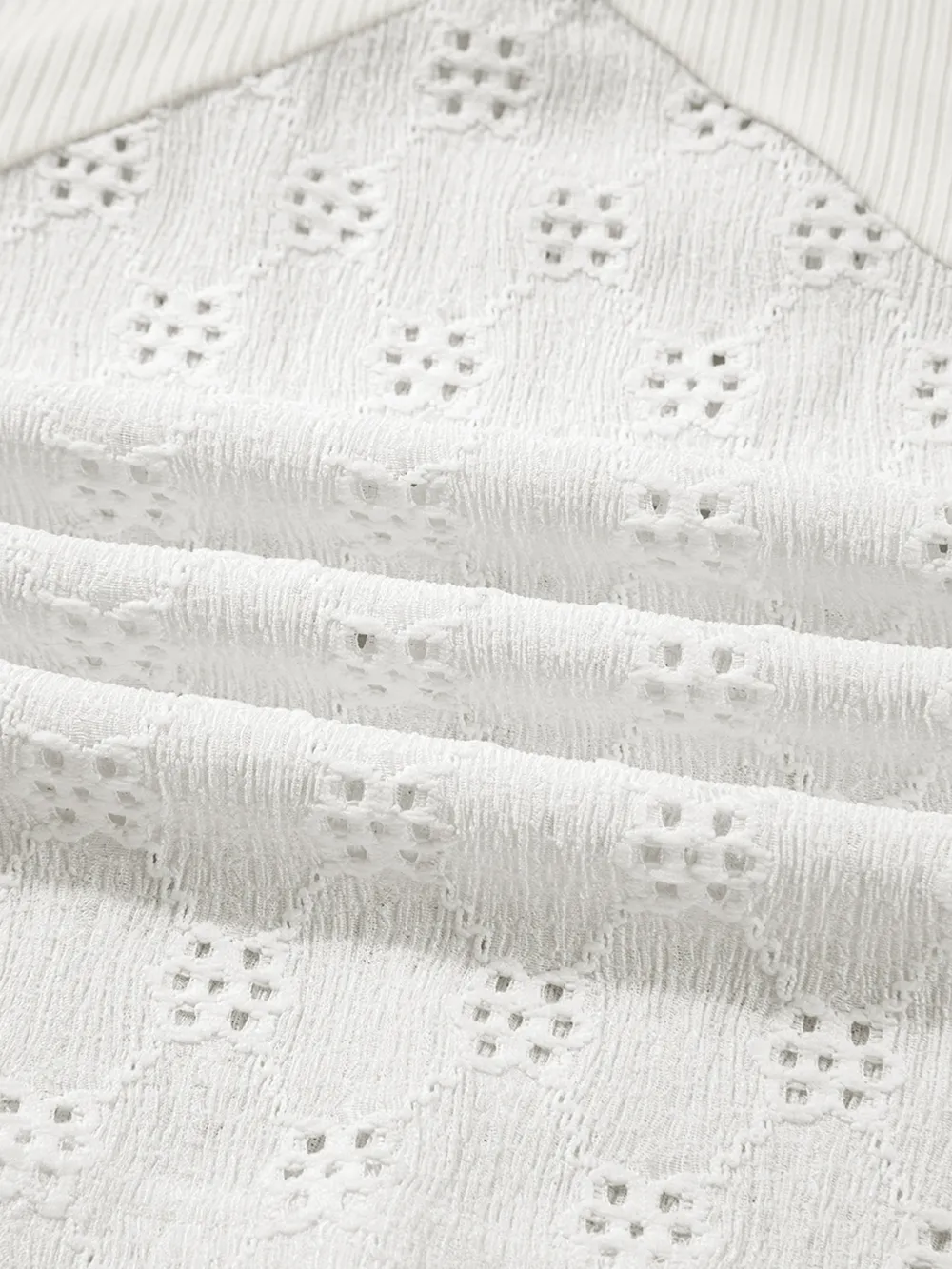 Eyelet Embroidered Loose V Neck Long Sleeve Top, image 7