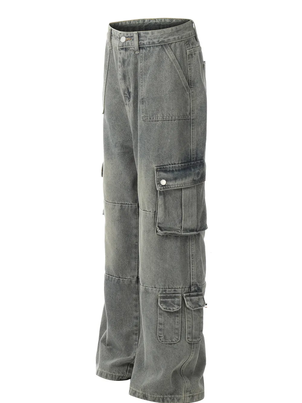 Men's Vintage Washed Cargo Denim Jeans, image 3