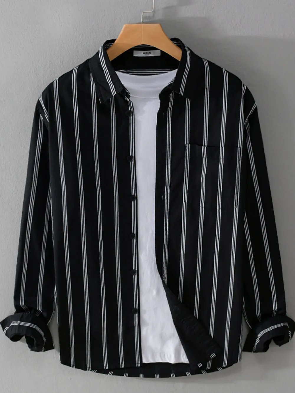 Men's Plus Size Striped Button-Down Shirt