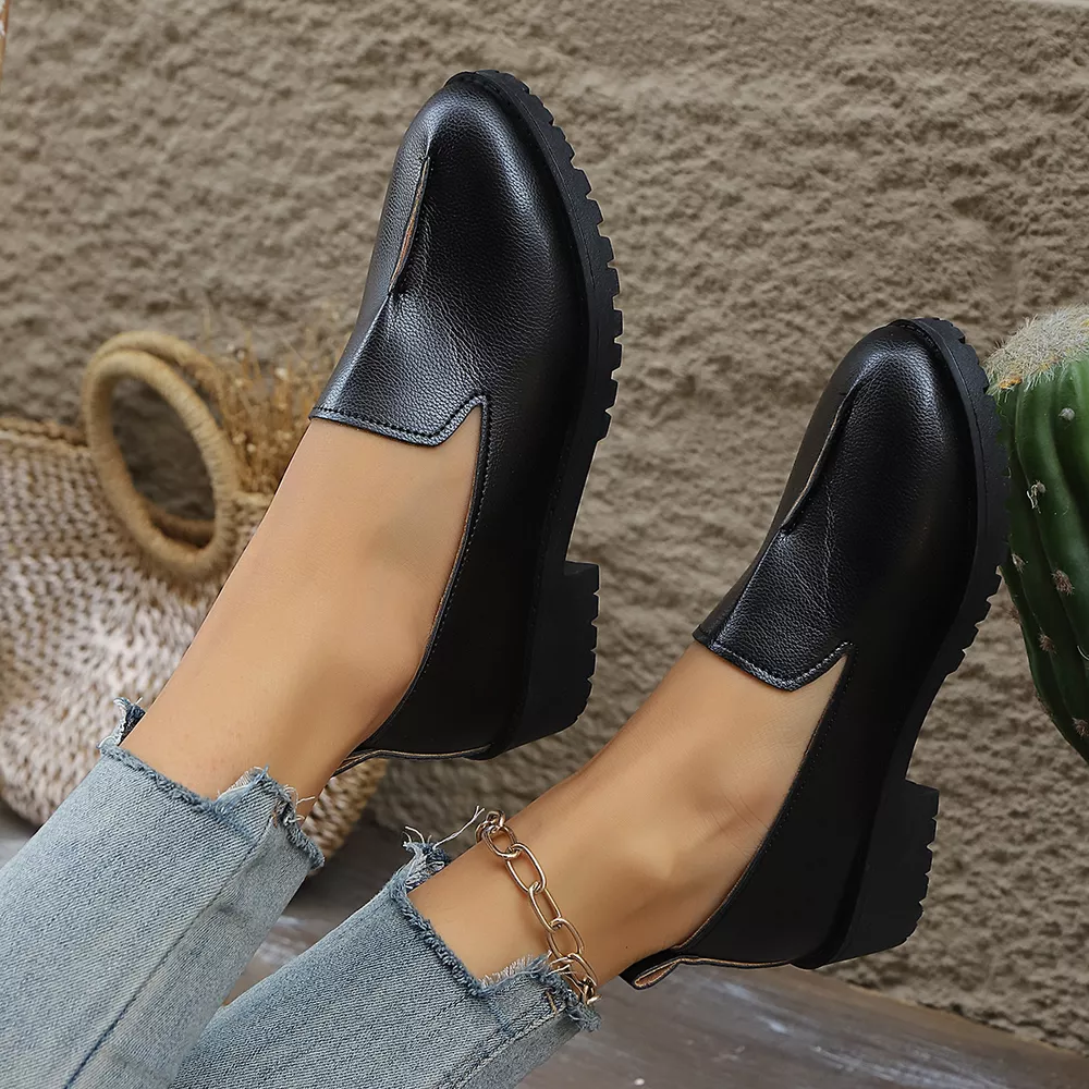 Round Toe Block Heels Loafers, image 3