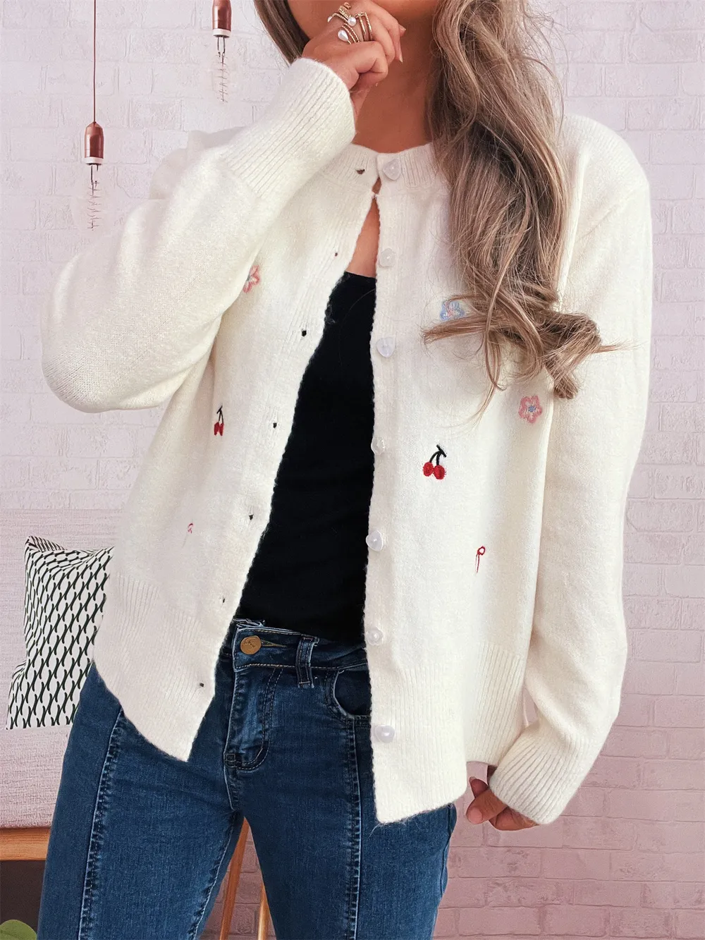 Ribbed Button-Front Knit Cardigan, image 19