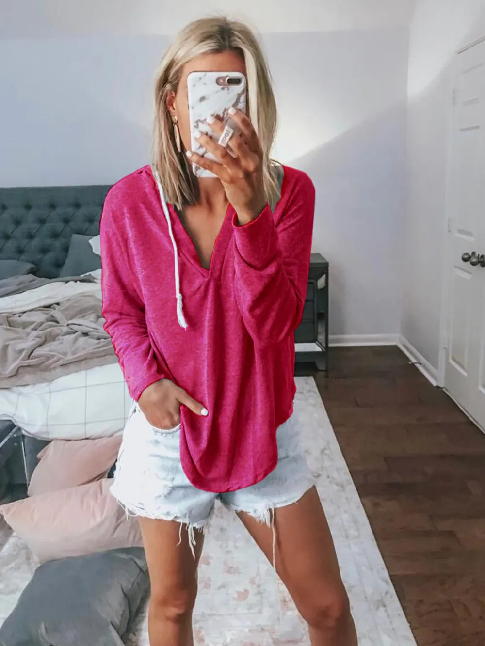 Full Size Drawstring Long Sleeve Hoodie Plus Size, image 8